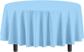 Premium Round Light Blue Plastic Table Covers | 6 Pack